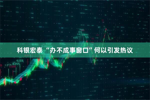 科银宏泰 “办不成事窗口”何以引发热议